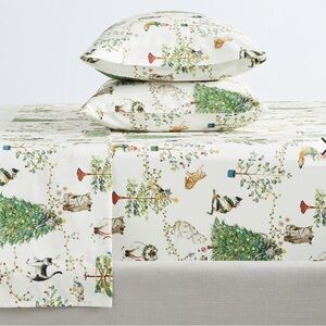Pottery Barn Festive Cats Sheet Set, NWT